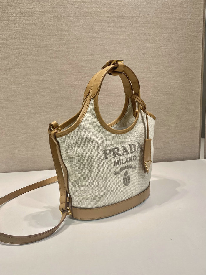 Prada Linen blend and leather mini-buckle bag 1BE074