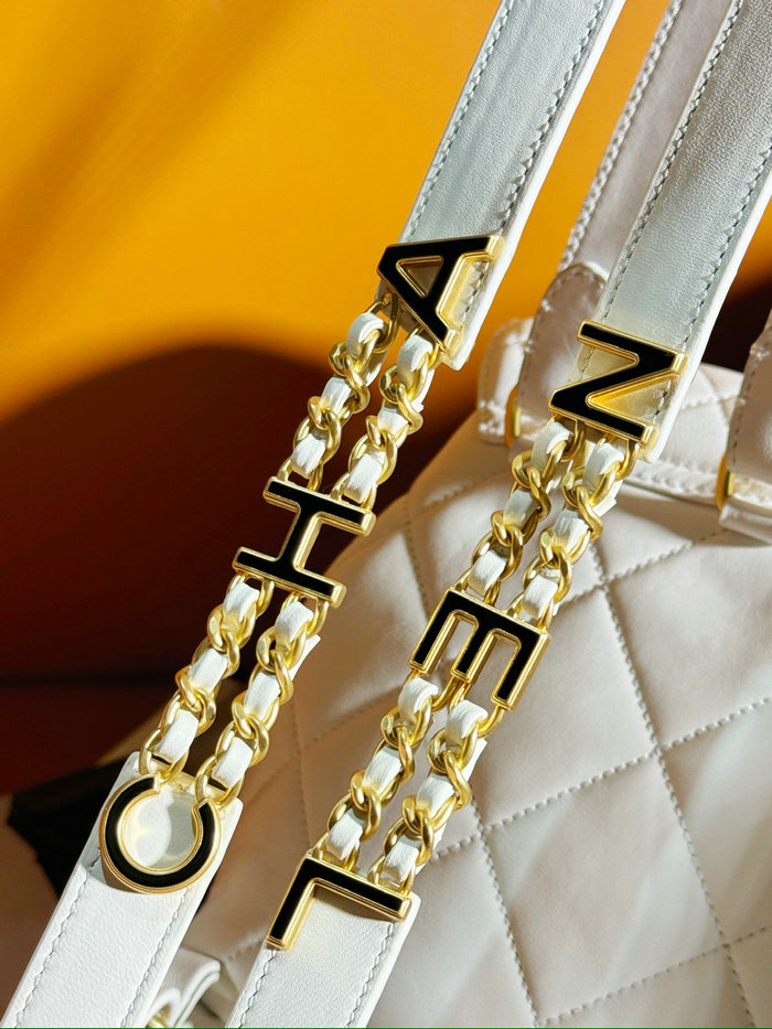 Chanel Lambskin Backpack White AS4866