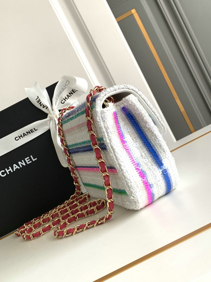 Mini Chanel Classic Handbag White A69900