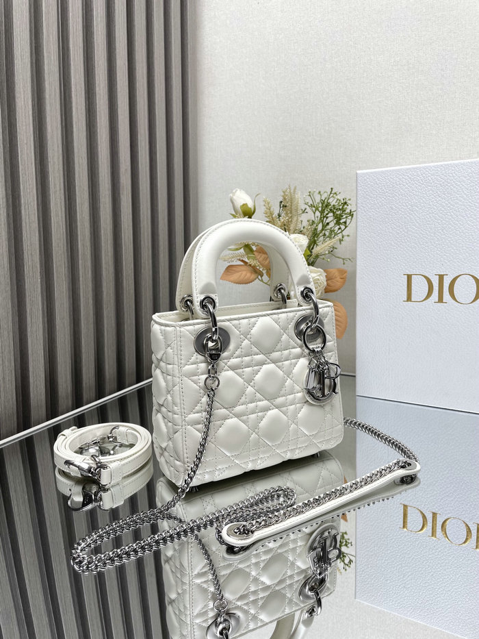 Mini Lady Dior Lambskin Bag White MD0505