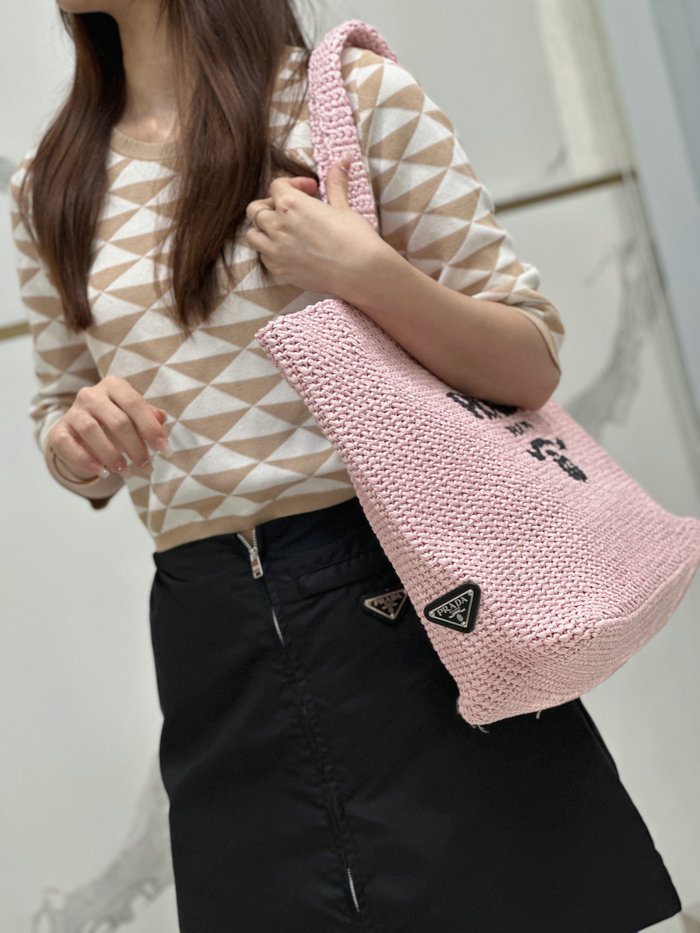 Prada Crochet Tote Bag 1BG392 Pink