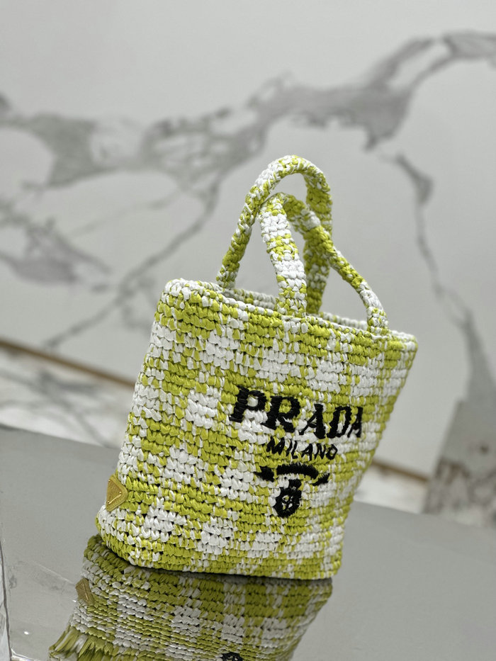 Prada Small Crochet Tote Bag 1BG422 Green and White