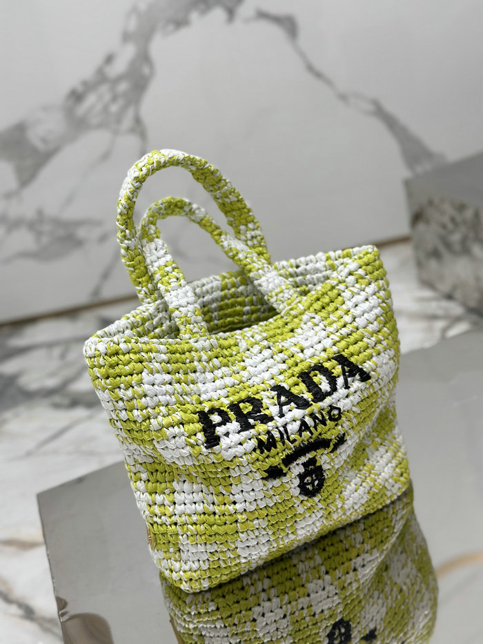 Prada Small Crochet Tote Bag 1BG422 Green and White