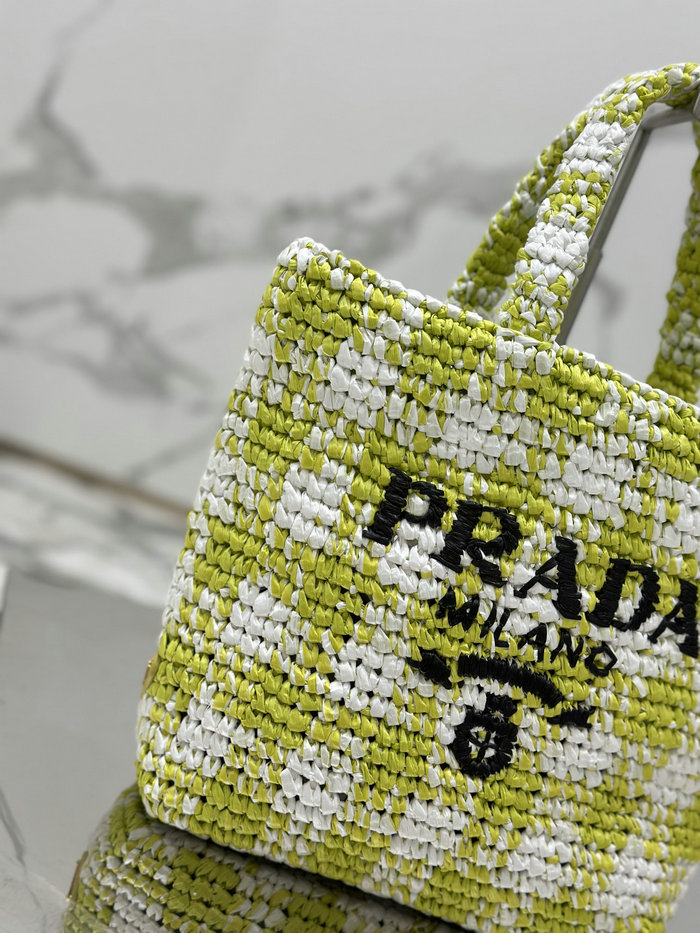 Prada Small Crochet Tote Bag 1BG422 Green and White