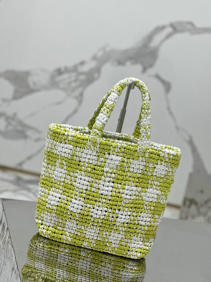 Prada Small Crochet Tote Bag 1BG422 Green and White