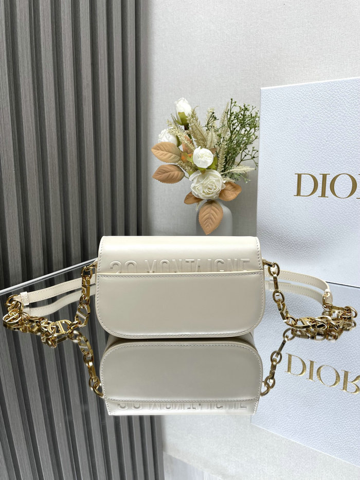 Dior Small 30 Montaigne Avenue Bag D9017 White