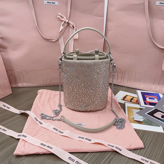 Miu Miu Bucket Bag with Crystals Beige 5BE085