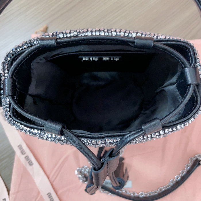 Miu Miu Bucket Bag with Crystals Black 5BE085