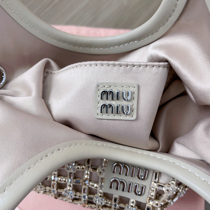 Miu Miu Satin Handbag with Crystals Beige 5BA281