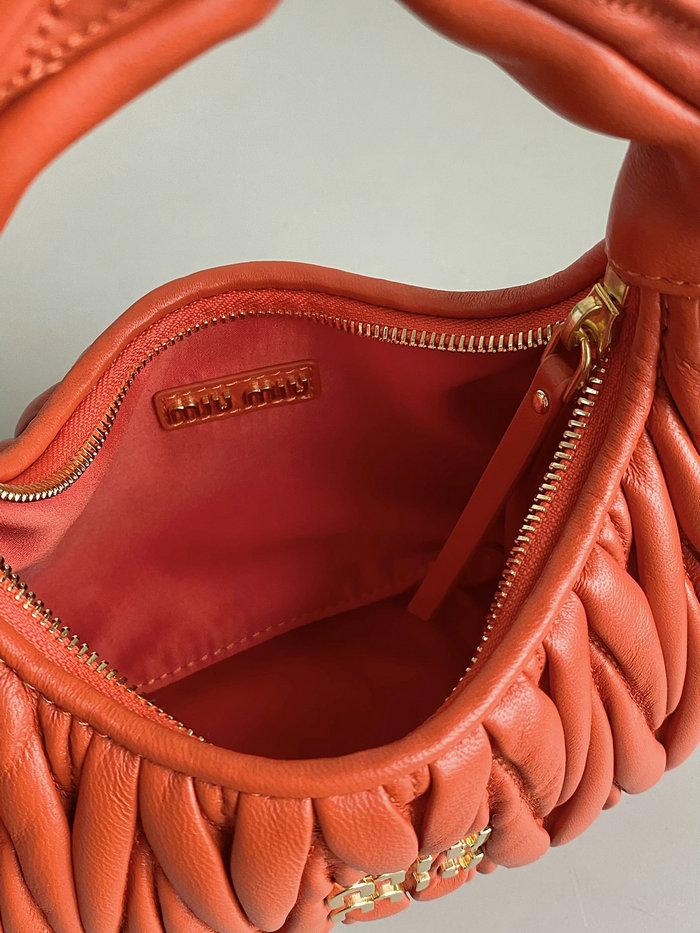 Miu Miu Wander Nappa Leather Hobo Bag Orange 5BC125