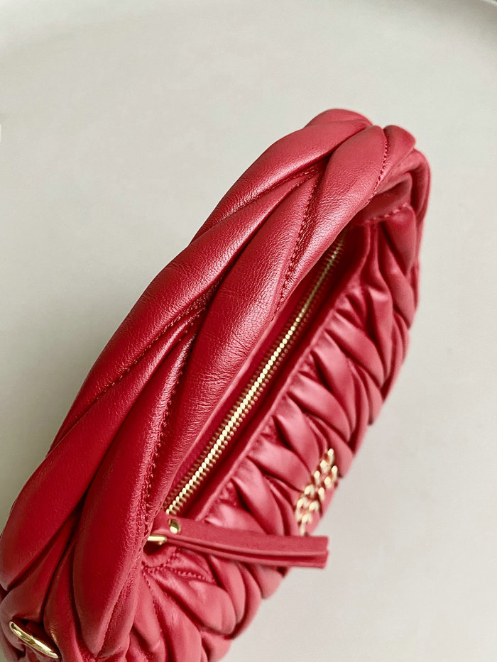 Miu Miu Wander Nappa Leather Hobo Bag Red 5BC125