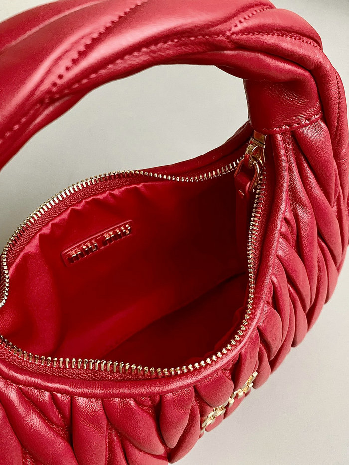 Miu Miu Wander Nappa Leather Hobo Bag Red 5BC125