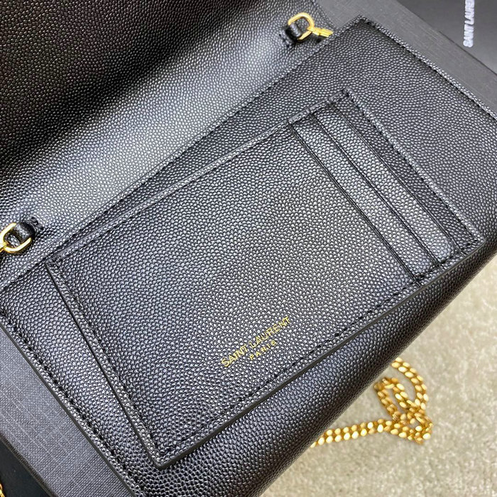 Saint Laurent Uptown Chain Wallet 607788 Black with Gold