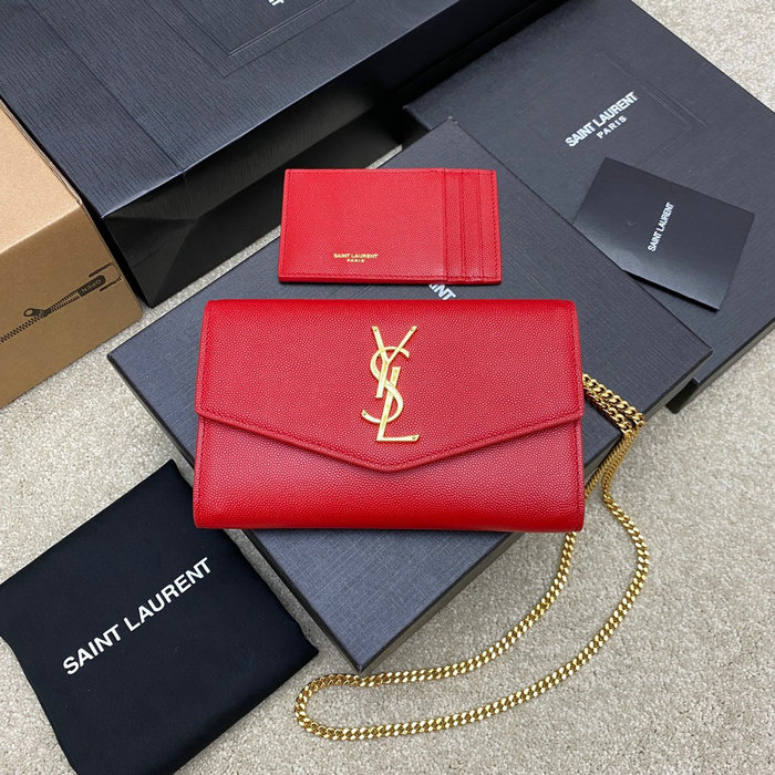 Saint Laurent Uptown Chain Wallet 607788 Red