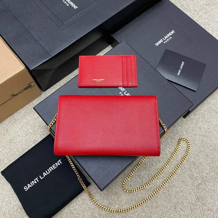 Saint Laurent Uptown Chain Wallet 607788 Red