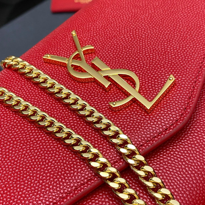 Saint Laurent Uptown Chain Wallet 607788 Red