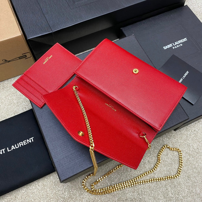 Saint Laurent Uptown Chain Wallet 607788 Red