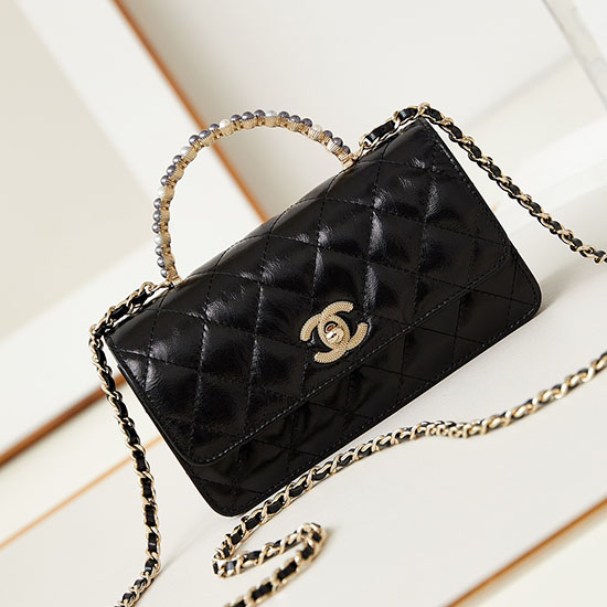 Small Chanel Flap Bag with Top Handle AP3803 Black