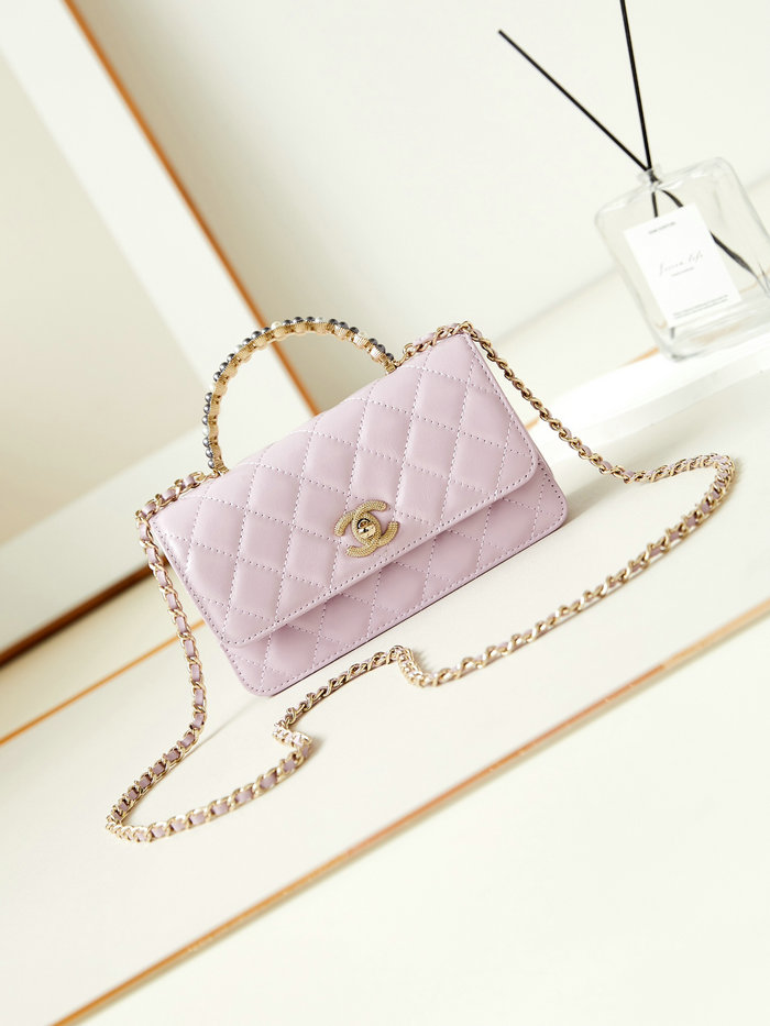 Small Chanel Flap Bag with Top Handle AP3803 Pink