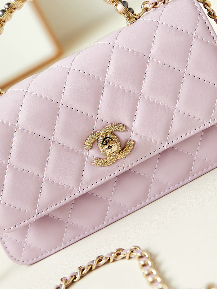 Small Chanel Flap Bag with Top Handle AP3803 Pink