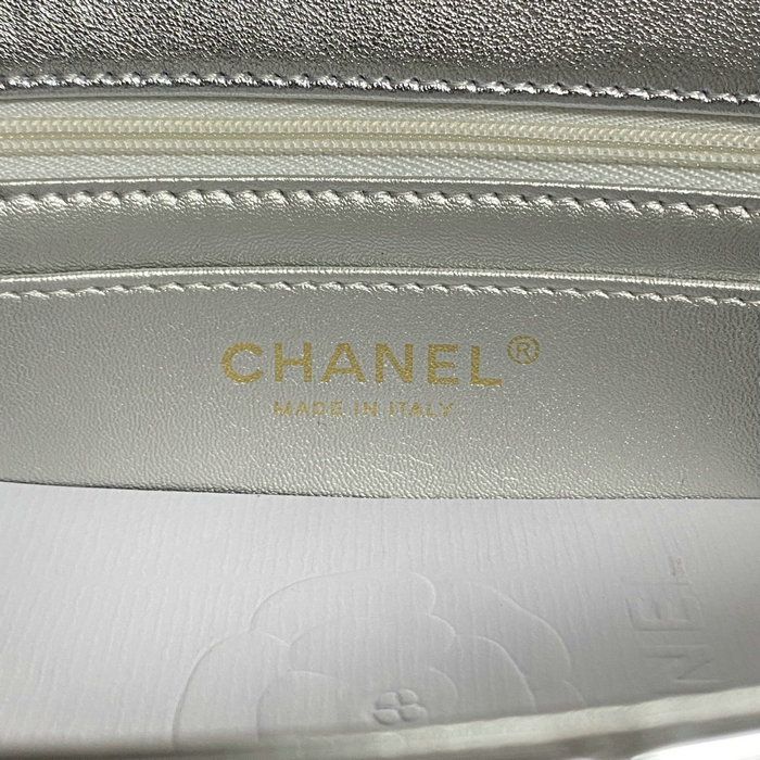 Chanel Patent Leather Mini Flap Bag Silver AS2431