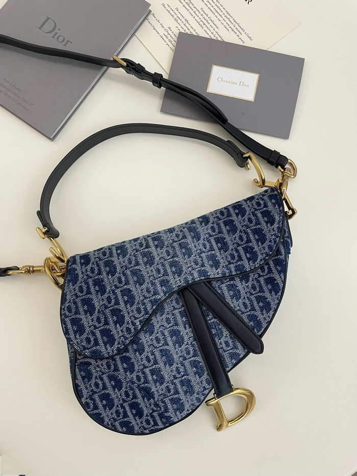 Dior Blue Denim Saddle Bag M8006