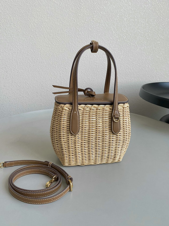 Miu Miu Wicker and leather handbag 5BA222