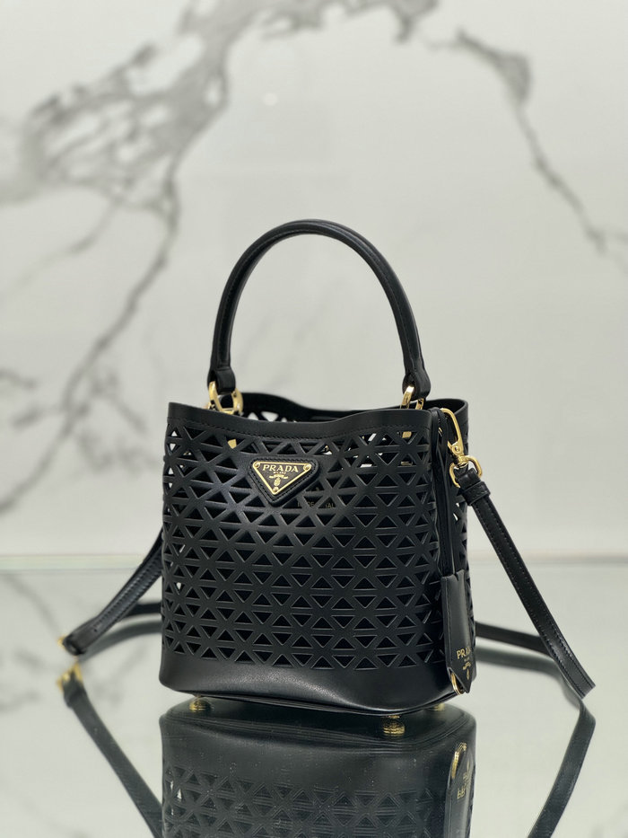 Prada Mini Panier Leather Tote Bag 1BA217 Black