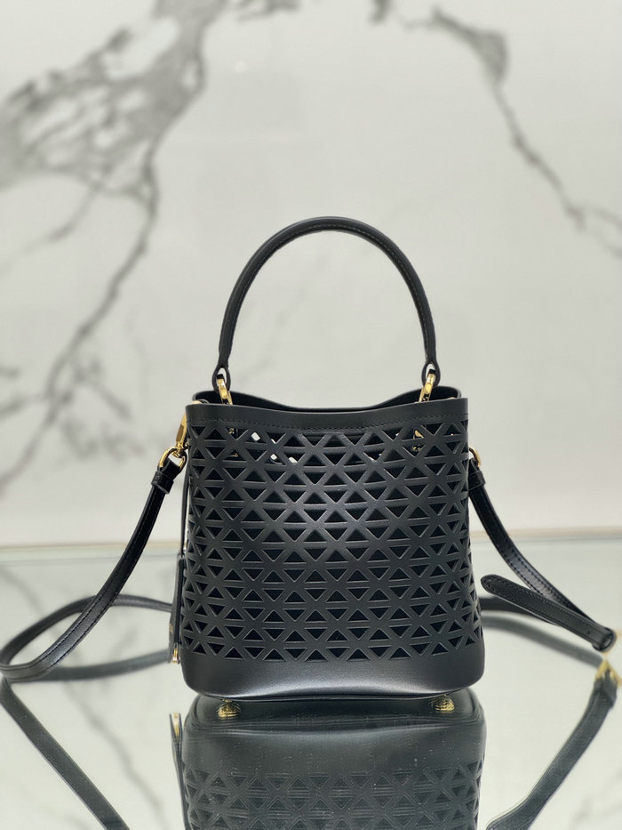 Prada Mini Panier Leather Tote Bag 1BA217 Black