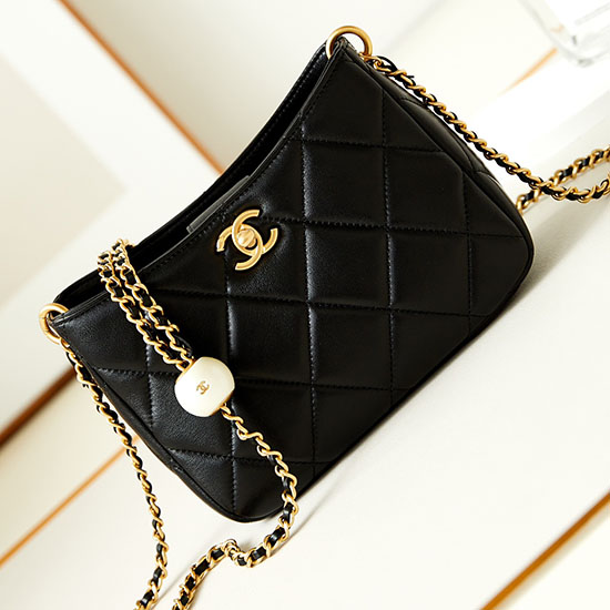 Small Chanel Lambskin Hobo Bag AS4859 Black