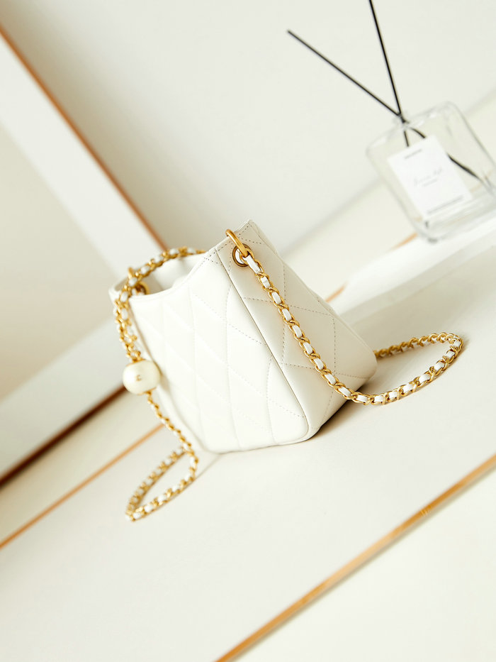 Small Chanel Lambskin Hobo Bag AS4859 White