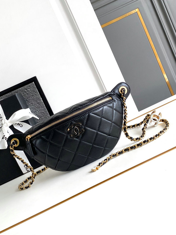 Chanel Lambskin Waist Bag Black AS4113