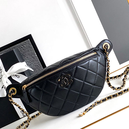 Chanel Lambskin Waist Bag Black AS4113