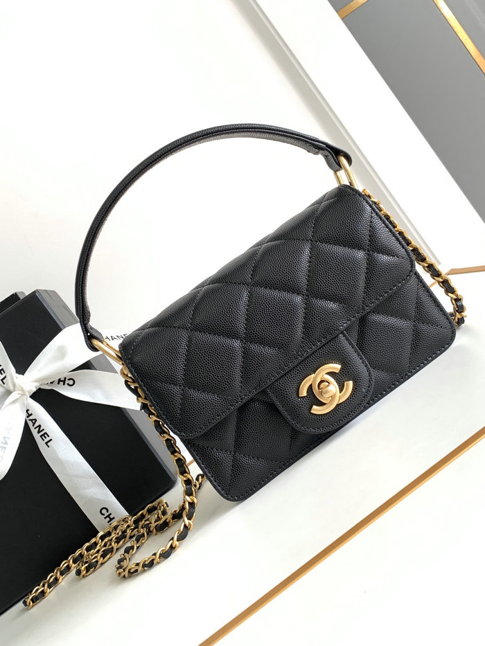 Chanel Mini Flap Bag with Top Handle AS4037 Black