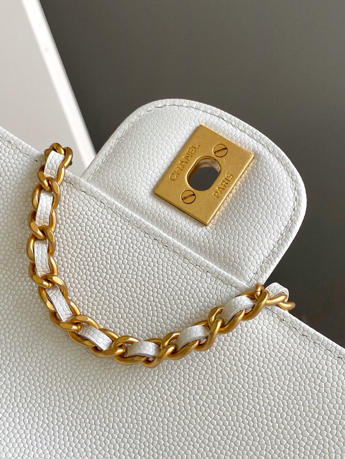 Chanel Mini Flap Bag with Top Handle AS4037 White