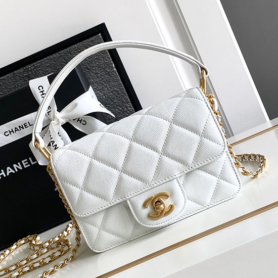 Chanel Mini Flap Bag with Top Handle AS4037 White