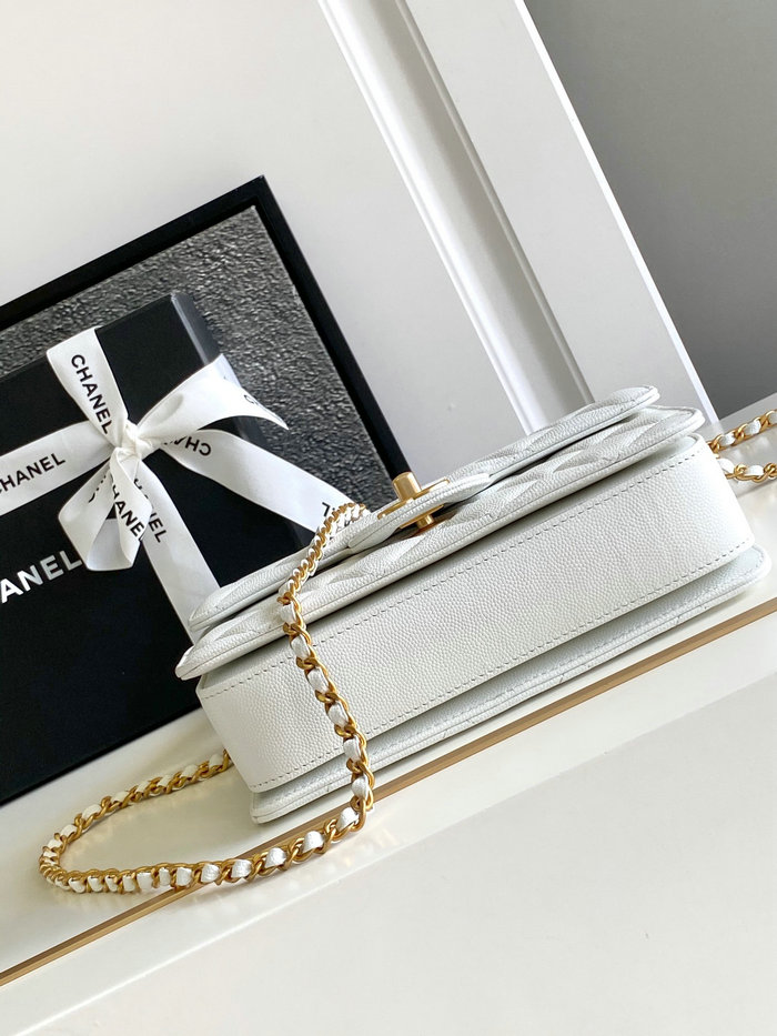 Chanel Small Flap Bag with Top Handle AS4038 White