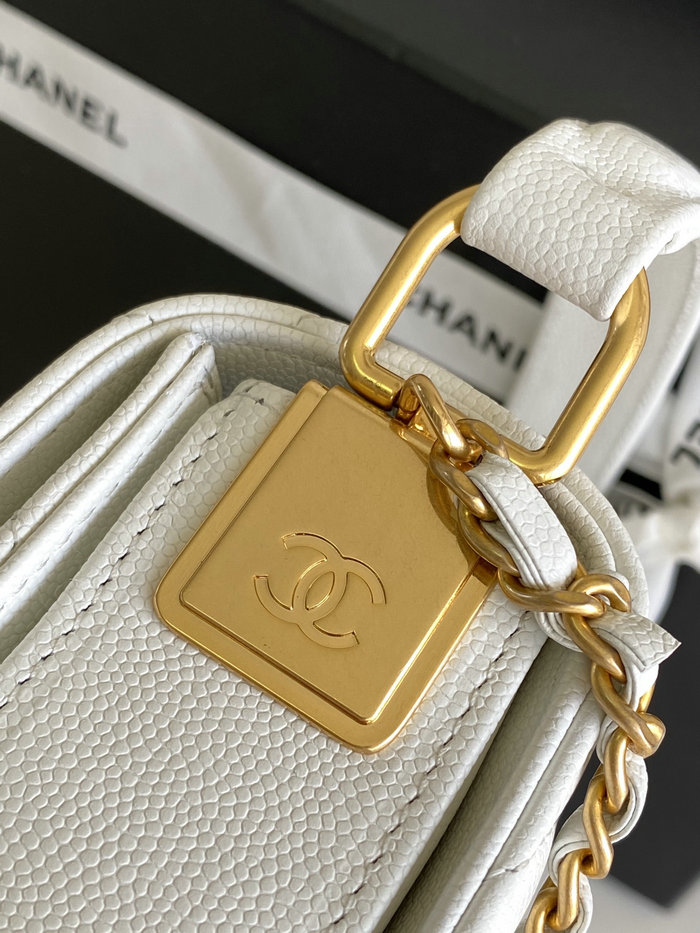 Chanel Small Flap Bag with Top Handle AS4038 White