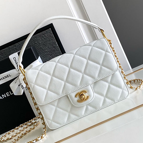 Chanel Small Flap Bag with Top Handle AS4038 White