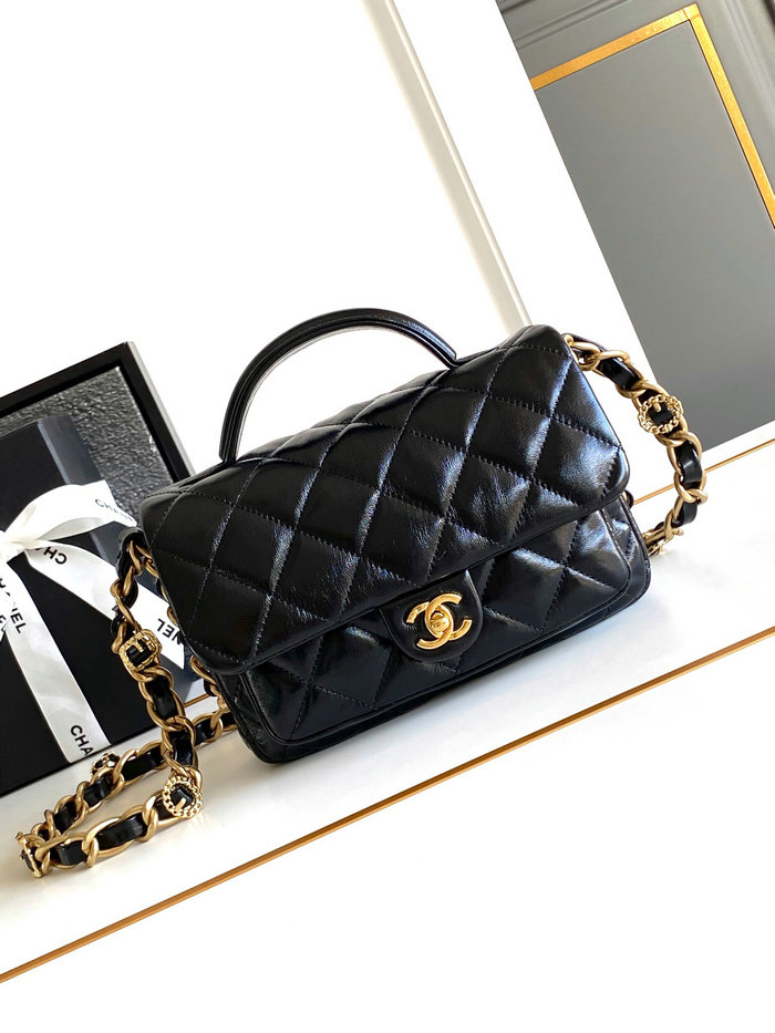 Chanel Small Flap Bag with Top Handle Black AS4992