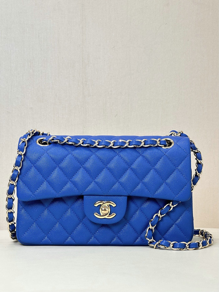 Medium Chanel Grained Calfskin Flap Bag A01112 Blue