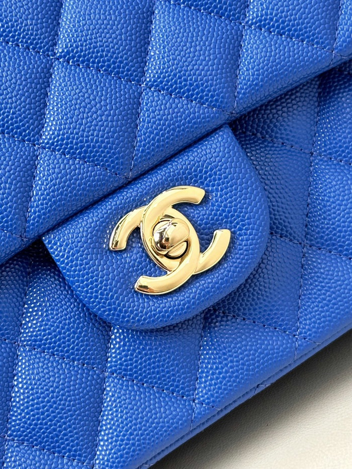 Medium Chanel Grained Calfskin Flap Bag A01112 Blue