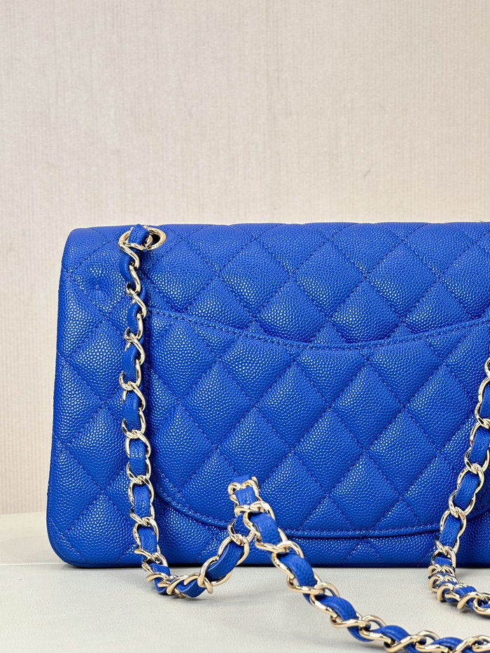 Medium Chanel Grained Calfskin Flap Bag A01112 Blue