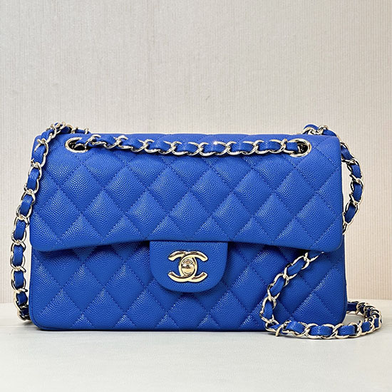 Medium Chanel Grained Calfskin Flap Bag A01112 Blue