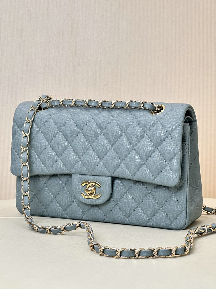 Medium Chanel Grained Calfskin Flap Bag A01112 Dark Blue