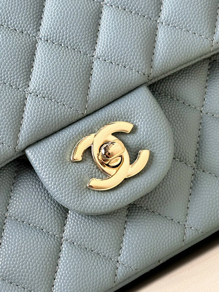 Medium Chanel Grained Calfskin Flap Bag A01112 Dark Blue