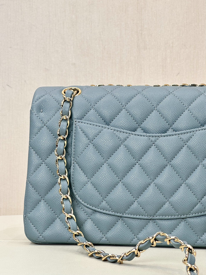 Medium Chanel Grained Calfskin Flap Bag A01112 Dark Blue