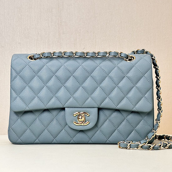 Medium Chanel Grained Calfskin Flap Bag A01112 Dark Blue