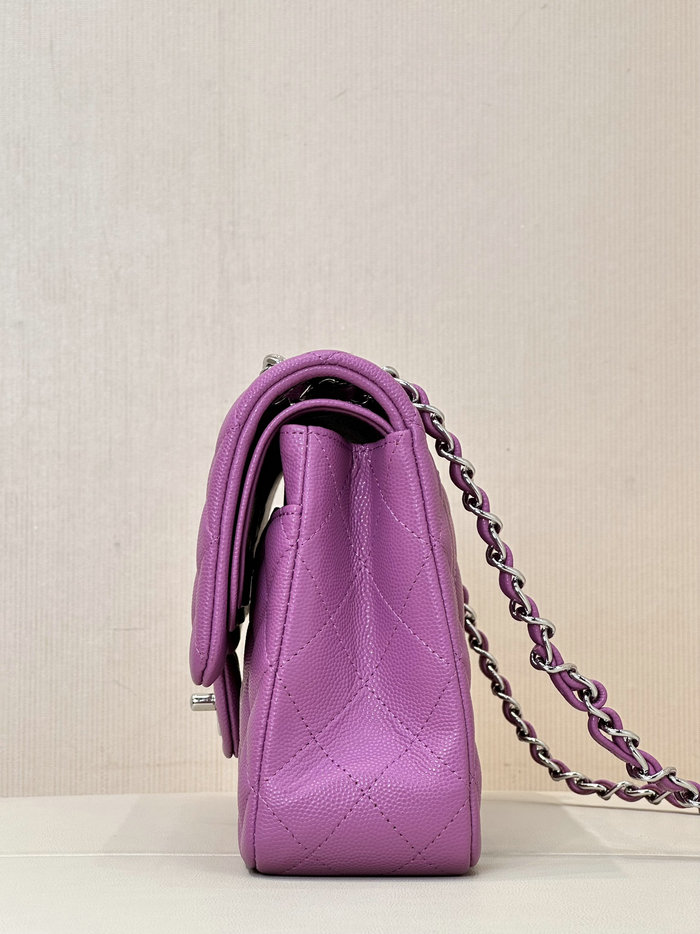 Medium Chanel Grained Calfskin Flap Bag A01112 Dark Purple