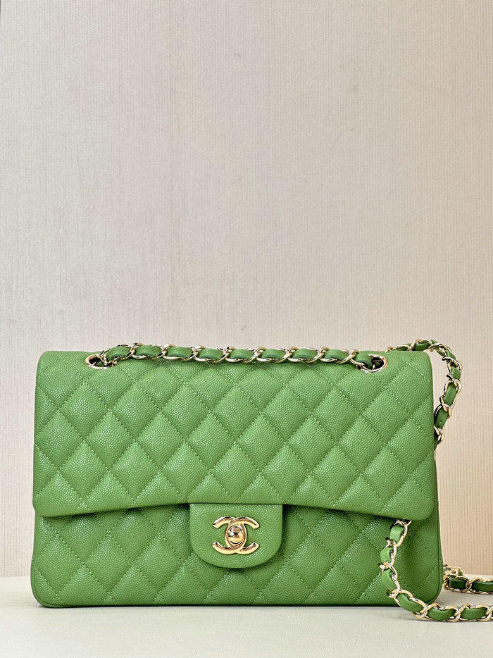 Medium Chanel Grained Calfskin Flap Bag A01112 Green